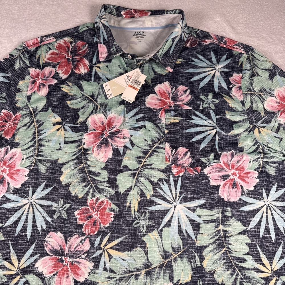 New IZOD Saltwater Mens 3XL Hawaiian Tropical Shirt NWT Relaxed Fit Short Sleeve